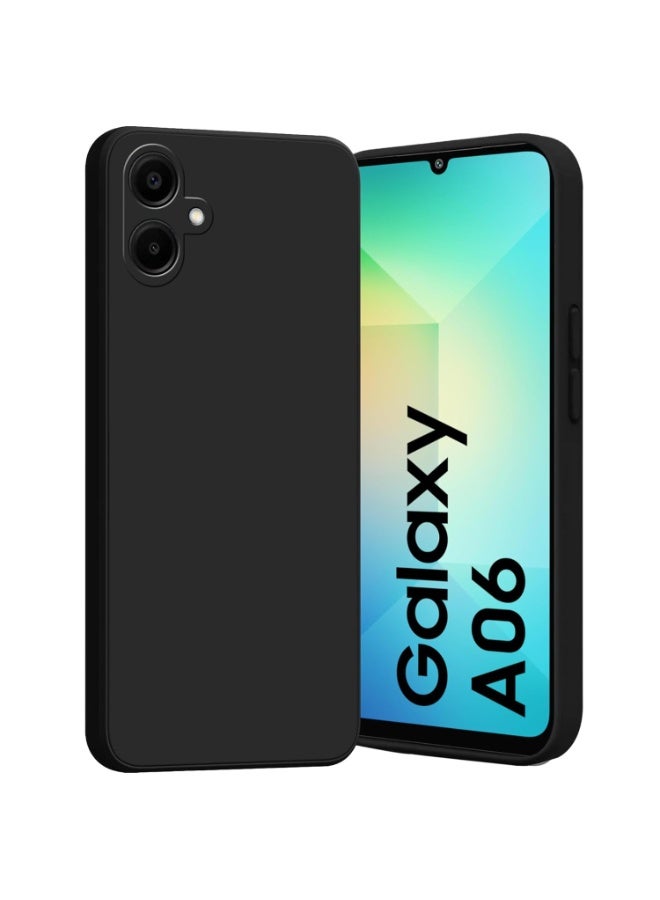 Premium Liquid Silicone Back Cover Case for Samsung Galaxy A06 | Soft Micro-Fibre Lining Inside | Camera Protection Bump | Shockproof Back Cover Case| Black - Image 1